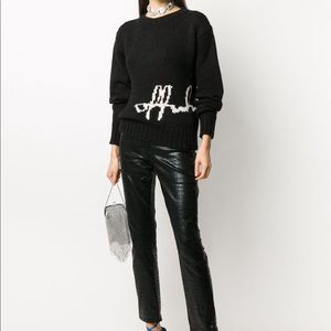 OFF-WHITE NWT logo intarsia crew neck black sweater size 42 US 6
